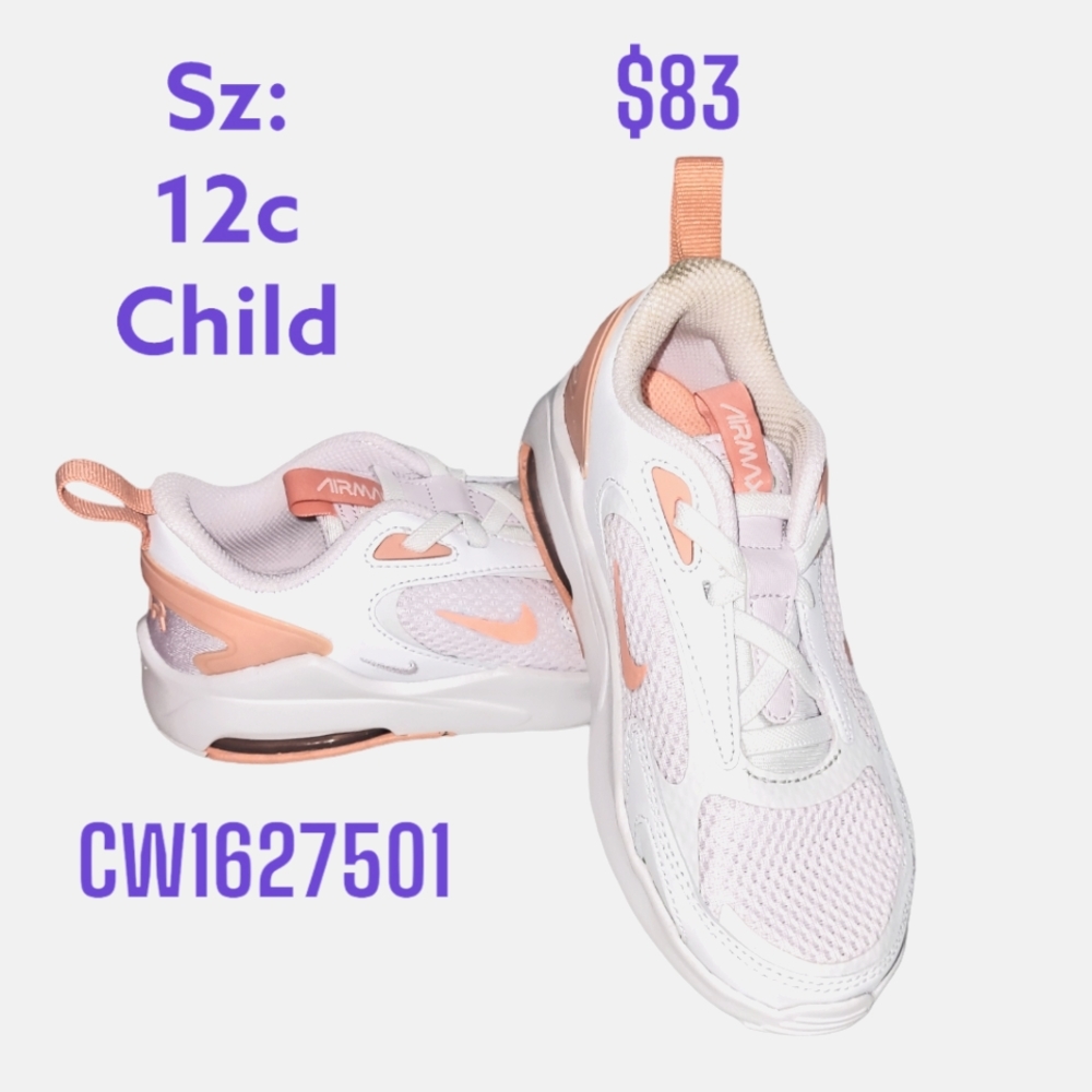 Nike Air Max Bolt (PSE) Sz 12c White & Coral Sneaker / Shoe / Infant / Baby NWT